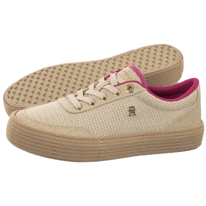 Espadryle Tommy Hilfiger TH Foxing Platform Rope Classic Beige/Fuchsia FW0FW09173 062 – zdjęcie 1
