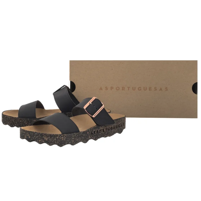 Klapki Asportuguesas Coly L Eco Nubuck Black P018225017 – zdjęcie 6