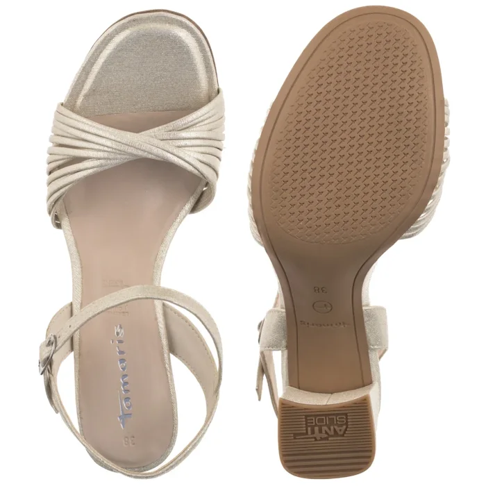 Sandały Tamaris Srebrne 1-28324-42 179 Champagne – zdjęcie 4