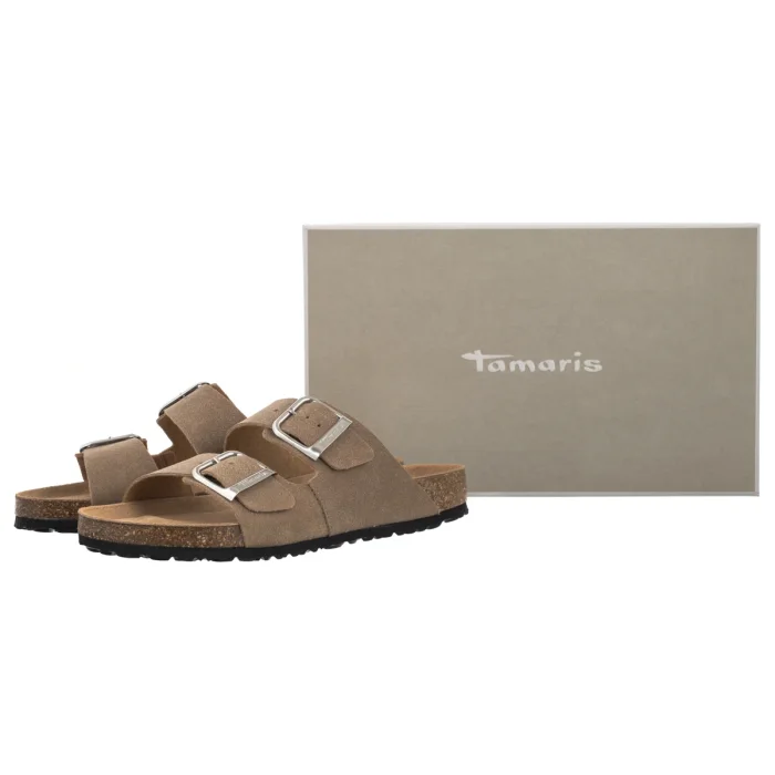 Klapki Tamaris Beżowe 1-27503-42 3C3 Taupe Nubuc – zdjęcie 6