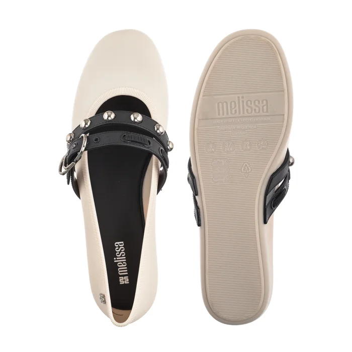 Baleriny Melissa Soft Ballerina Studs A 37049/BQ313 Beige/Black – zdjęcie 5