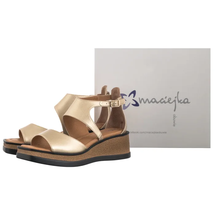 Sandały Maciejka Złote Matowe K7471-26/00-1 – zdjęcie 6