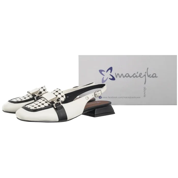 Czółenka Maciejka Białe/Czarne K7441-11/00-1 – zdjęcie 6