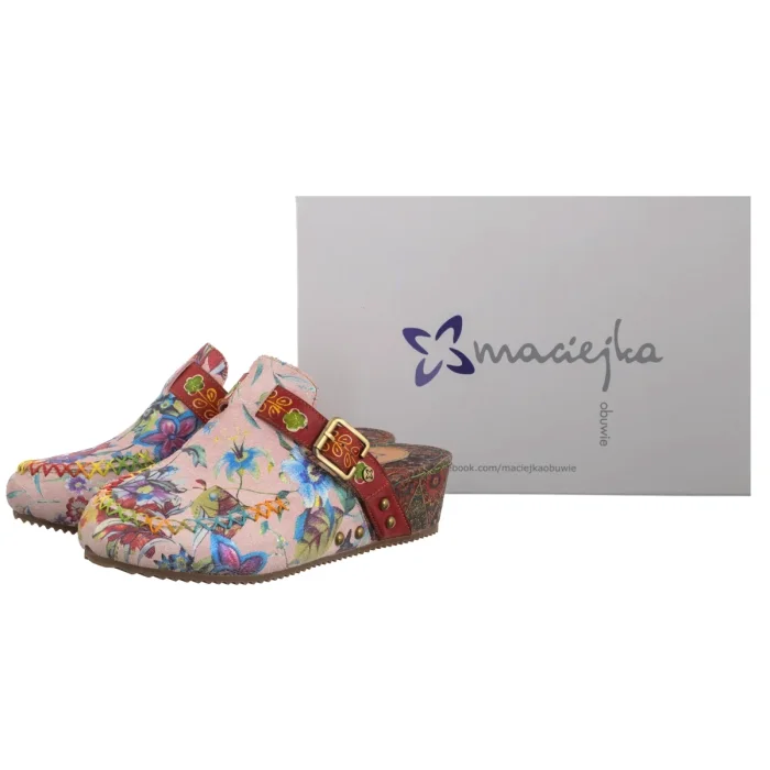 Klapki Maciejka Różowe/Kwiaty K7409-15/00-1 – zdjęcie 7