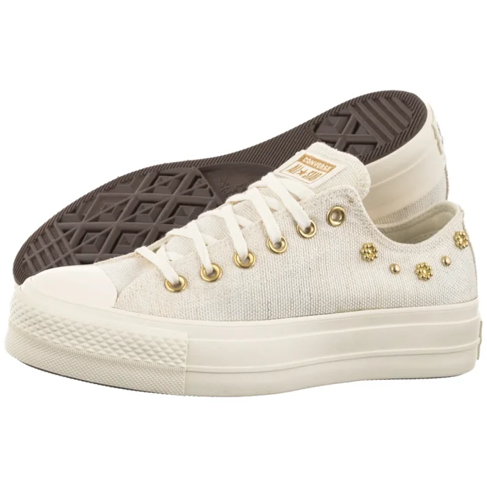 Trampki Converse CTAS Lift OX Egret/Egret/Gold A17597C – zdjęcie 1