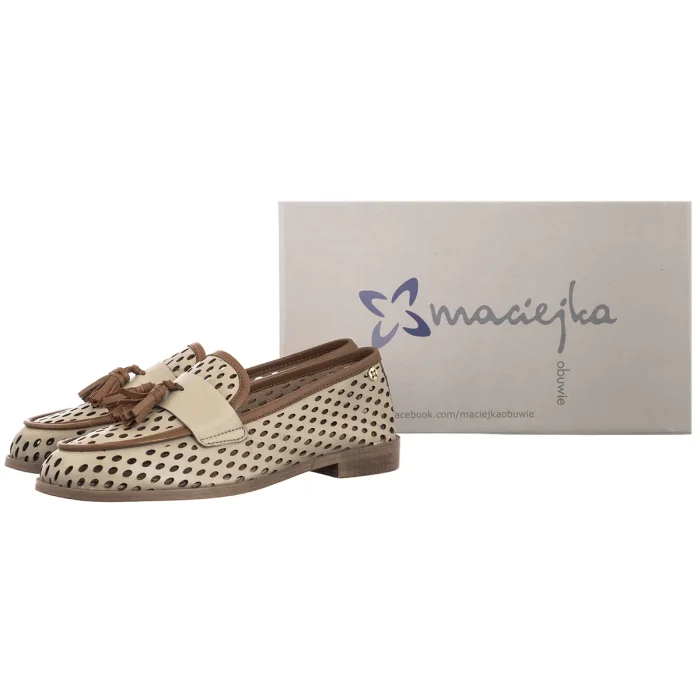 Mokasyny Maciejka Jasnobeżowe HJ760-14/00-1 – zdjęcie 6