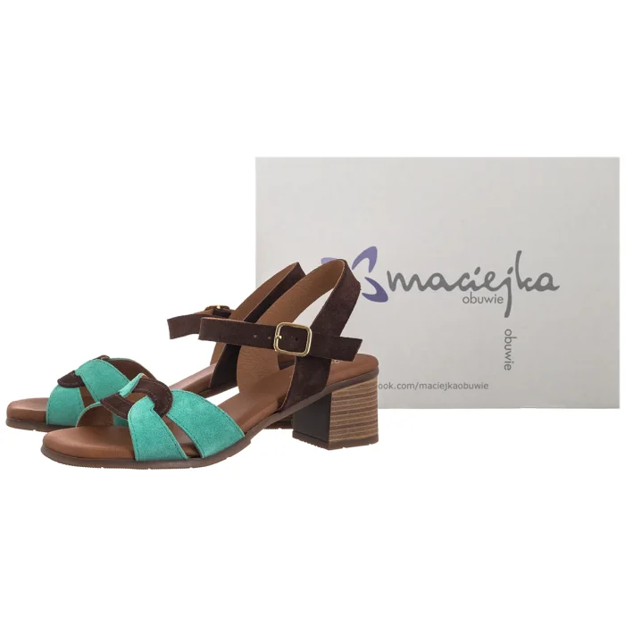 Sandały Maciejka Turkusowe/Brązowe E7400-36/00-1 – zdjęcie 6