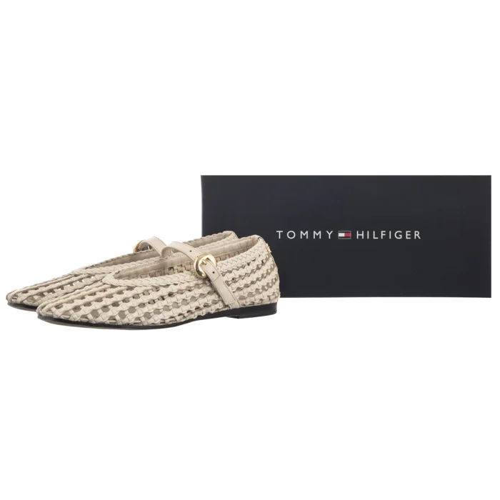 Baleriny Tommy Hilfiger Woven Leather Mix Ballerina Soft Cream FW0FW09244 AEO – zdjęcie 6