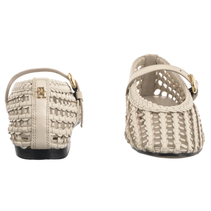 Baleriny Tommy Hilfiger Woven Leather Mix Ballerina Soft Cream FW0FW09244 AEO – zdjęcie 4