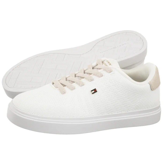 Sneakersy Tommy Hilfiger TH Feminine Cupsole Knit White/Soft Cream FW0FW09289 0LH – zdjęcie 1
