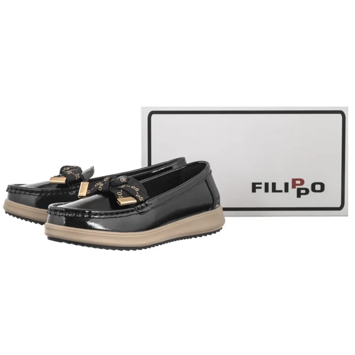 Mokasyny Filippo Czarne DP6457/26 BK – zdjęcie 6