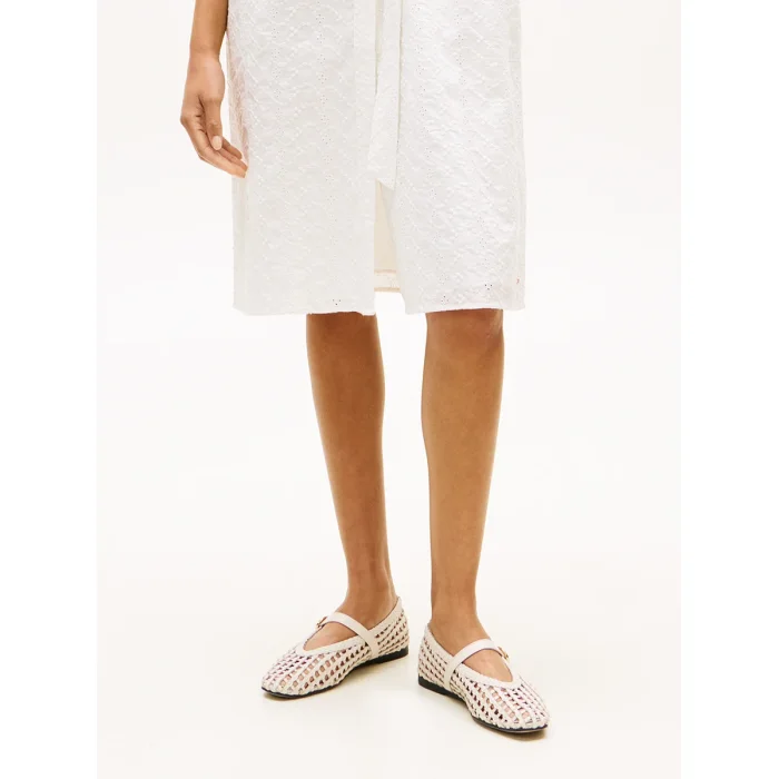 Baleriny Tommy Hilfiger Woven Leather Mix Ballerina Soft Cream FW0FW09244 AEO – zdjęcie 2