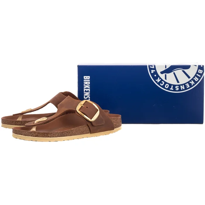 Japonki Birkenstock Gizeh Big Buckle Cognac Leather Oiled 1018785 – zdjęcie 6
