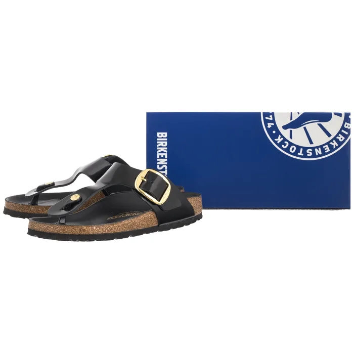 Japonki Birkenstock Gizeh Big Buckle High-Shine Black Leather Patent 1021469 – zdjęcie 6