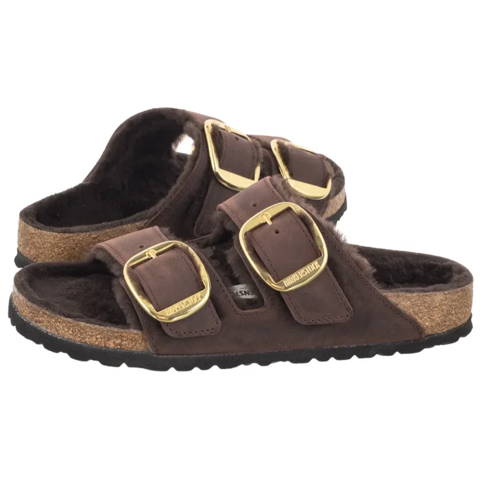 Klapki Birkenstock Arizona Big Buckle Shearling Habana Leather 1032982 – zdjęcie 1