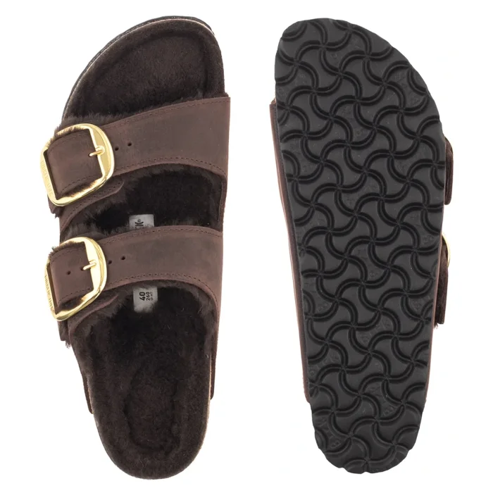Klapki Birkenstock Arizona Big Buckle Shearling Habana Leather 1032982 – zdjęcie 5