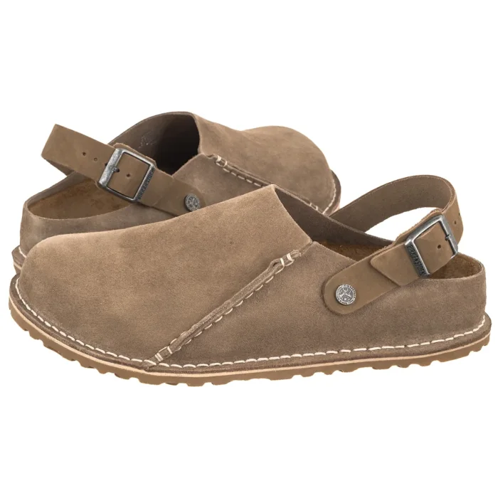 Kapcie Birkenstock Lutry Premium Suede Gray Taupe Suede 1025293 – zdjęcie 1