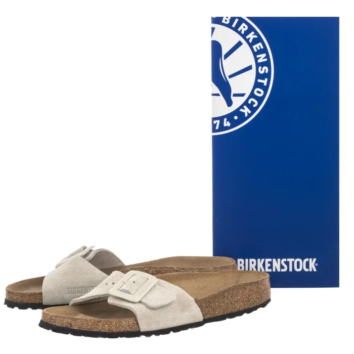Klapki Birkenstock Madrid Cushion Buckle Suede Oyster Suede Leather 1032992 – zdjęcie 6