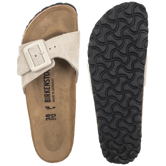 Klapki Birkenstock Madrid Cushion Buckle Suede Oyster Suede Leather 1032992 – zdjęcie 5