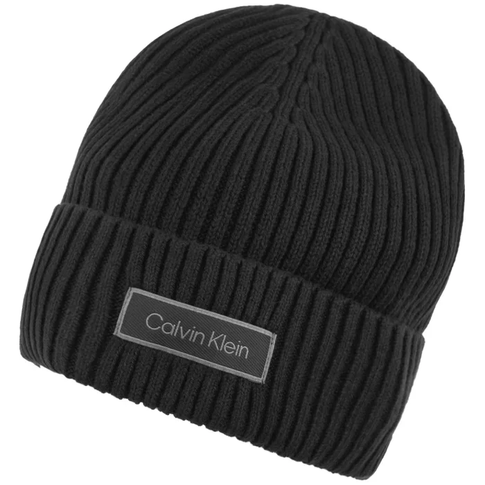 Czapka Calvin Klein Patch Chunky Rib Cotton Beanie Black LV04D8053G UB1 – zdjęcie 2