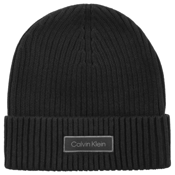 Czapka Calvin Klein Patch Chunky Rib Cotton Beanie Black LV04D8053G UB1 – zdjęcie 1