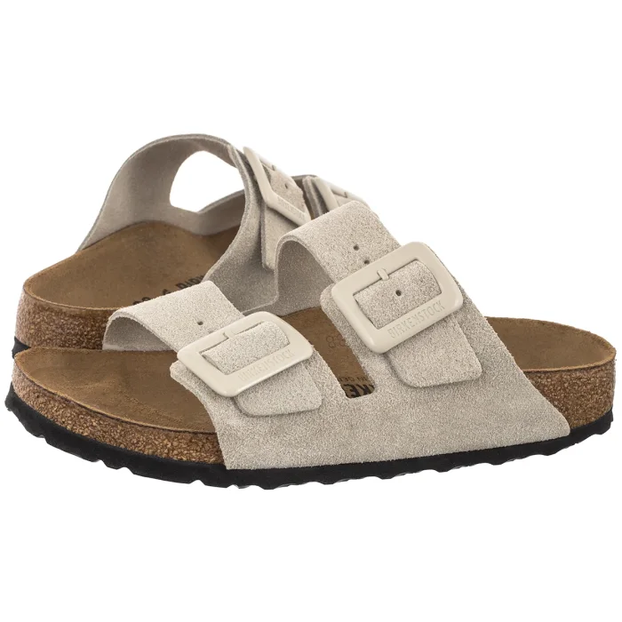 Klapki Birkenstock Arizona Cushion Buckle Oyster Suede 1033088 – zdjęcie 1