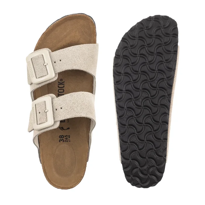 Klapki Birkenstock Arizona Cushion Buckle Oyster Suede 1033088 – zdjęcie 5