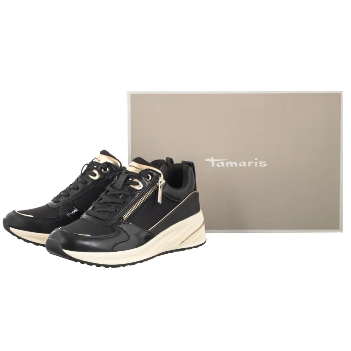 Sneakersy Tamaris Czarne/Złote 1-23754-45 048 Black/Gold – zdjęcie 6