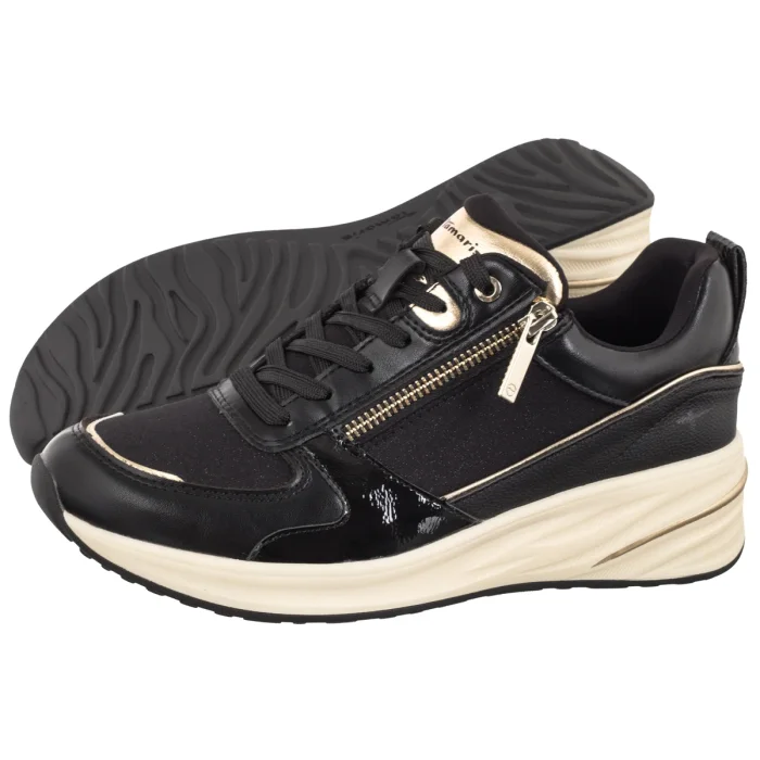 Sneakersy Tamaris Czarne/Złote 1-23754-45 048 Black/Gold – zdjęcie 1