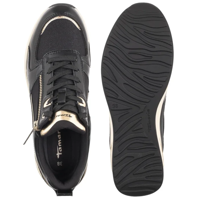 Sneakersy Tamaris Czarne/Złote 1-23754-45 048 Black/Gold – zdjęcie 5
