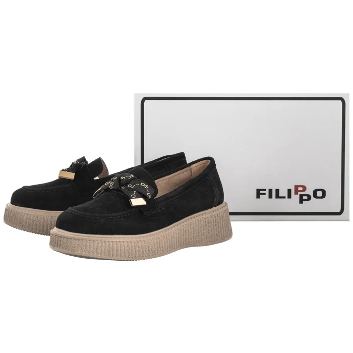 Mokasyny Filippo Czarne DP8293/26 BK – zdjęcie 6