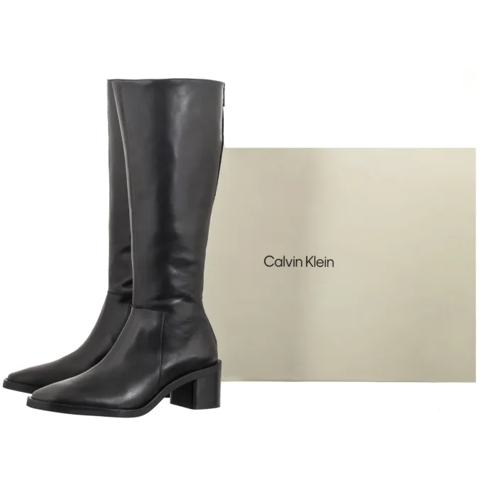 Kozaki Calvin Klein Block Heel High Boot Zip Lth Triple Black HW0HW03172 0GJ – zdjęcie 6