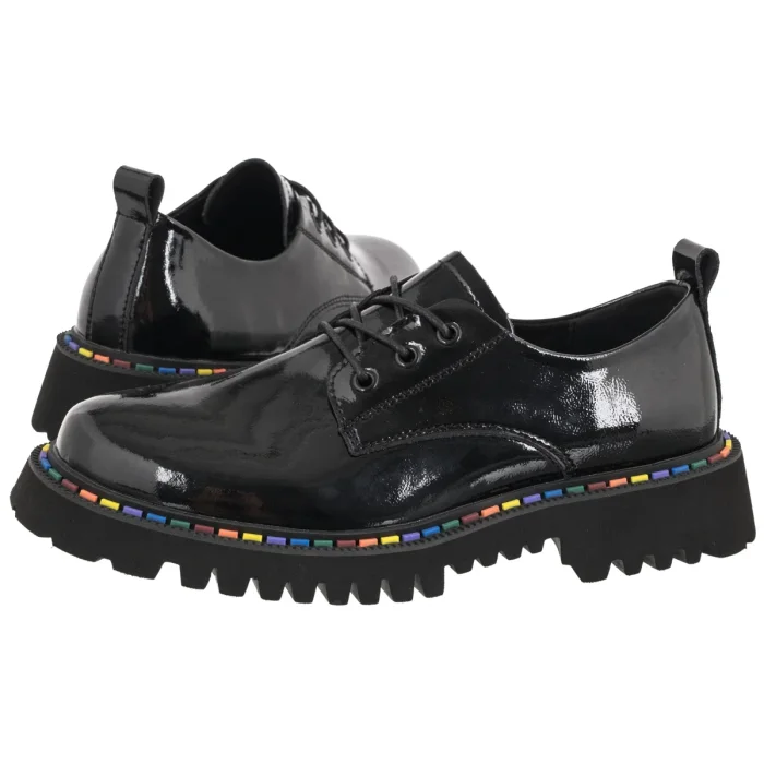 Półbuty Filippo Czarne Lakierowane DP8341/26 BK L – zdjęcie 1