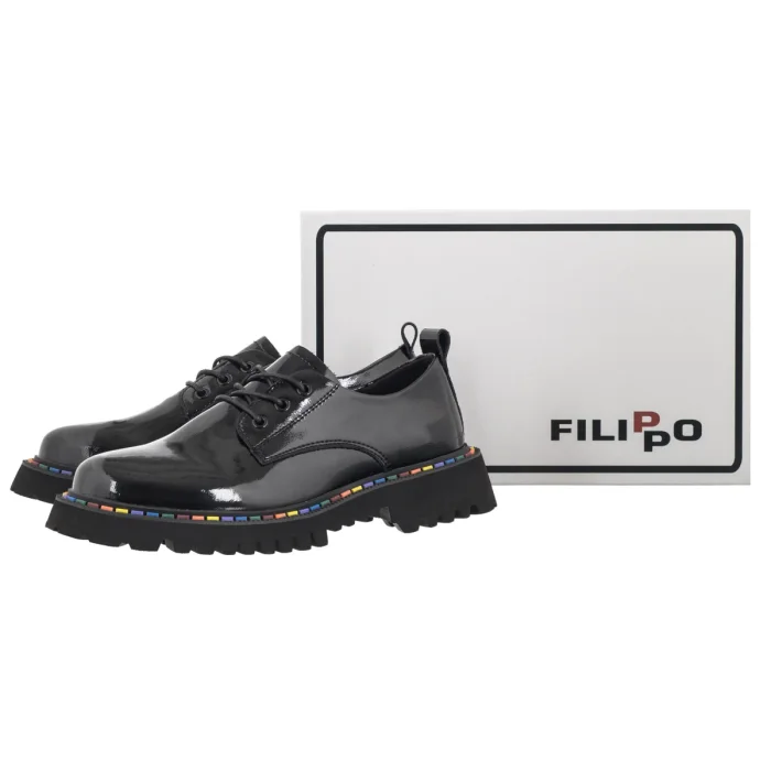 Półbuty Filippo Czarne Lakierowane DP8341/26 BK L – zdjęcie 6