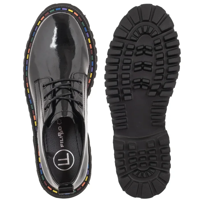 Półbuty Filippo Czarne Lakierowane DP8341/26 BK L – zdjęcie 5