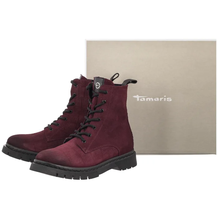 Workery Tamaris Bordowe 1-25269-41 544 Bordeaux Croco – zdjęcie 6