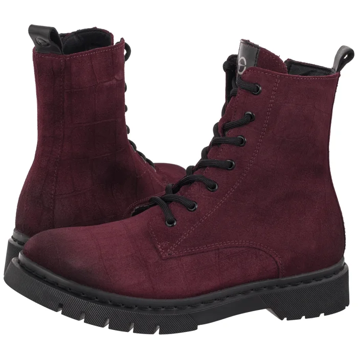 Workery Tamaris Bordowe 1-25269-41 544 Bordeaux Croco – zdjęcie 1