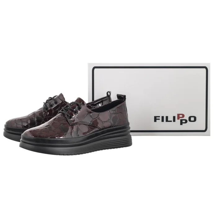 Półbuty Filippo Bordowe DP7960/26 BG – zdjęcie 6