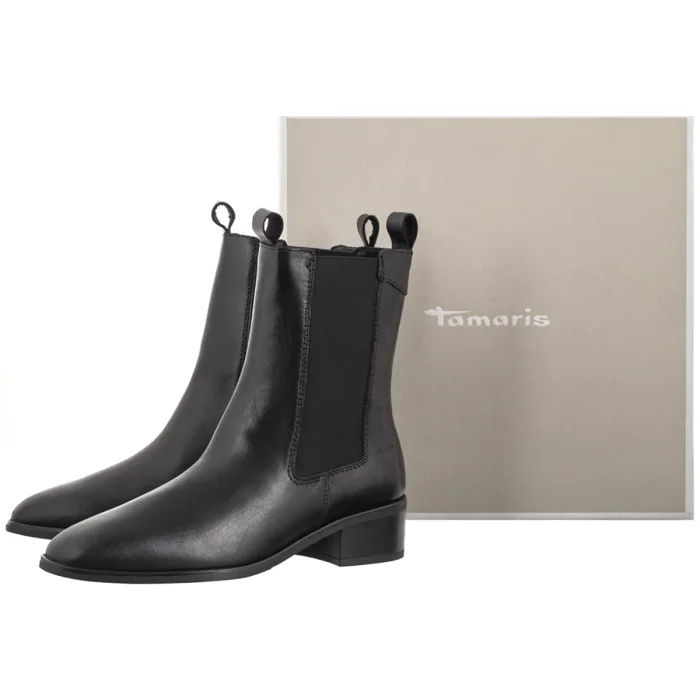 Botki Tamaris Czarne 1-25304-47 003 Black Leather – zdjęcie 6