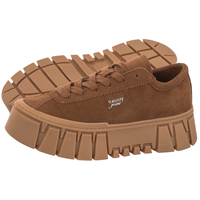 Sneakersy Tommy Hilfiger Tjw Platform Sneaker Suede Warm Khaki EN0EN03132 GWI – zdjęcie 1