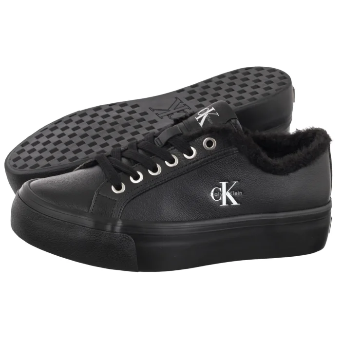 Sneakersy Calvin Klein Vulc Flatf Laceup Lth Fur Triple Black HW0HW03235 0GJ – zdjęcie 1