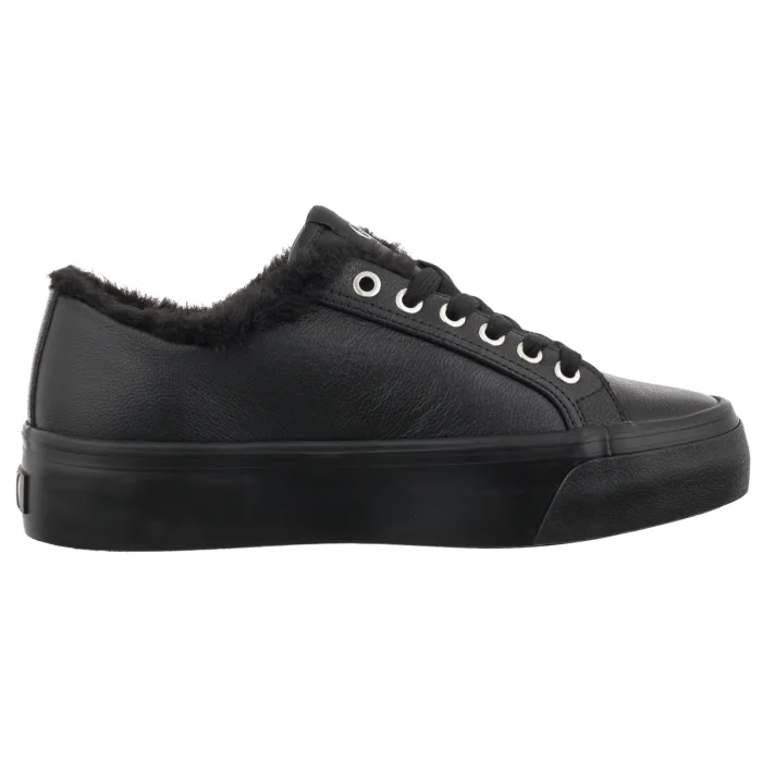 Sneakersy Calvin Klein Vulc Flatf Laceup Lth Fur Triple Black HW0HW03235 0GJ – zdjęcie 3