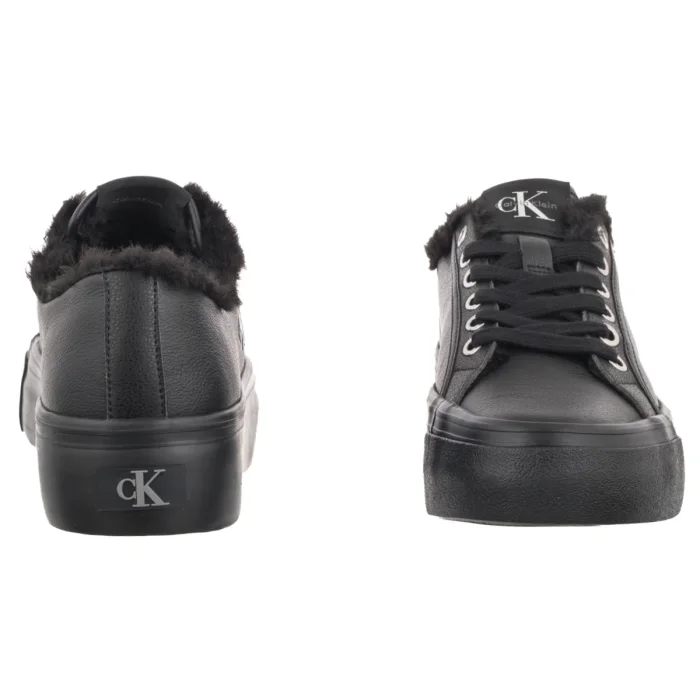 Sneakersy Calvin Klein Vulc Flatf Laceup Lth Fur Triple Black HW0HW03235 0GJ – zdjęcie 4