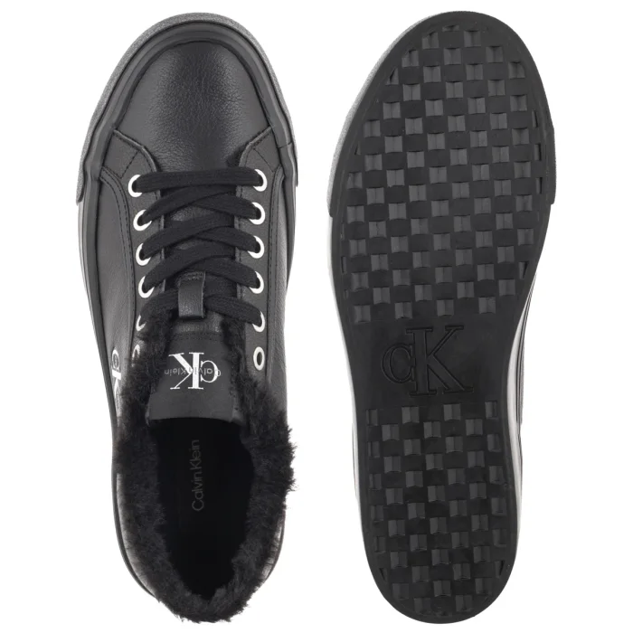 Sneakersy Calvin Klein Vulc Flatf Laceup Lth Fur Triple Black HW0HW03235 0GJ – zdjęcie 5