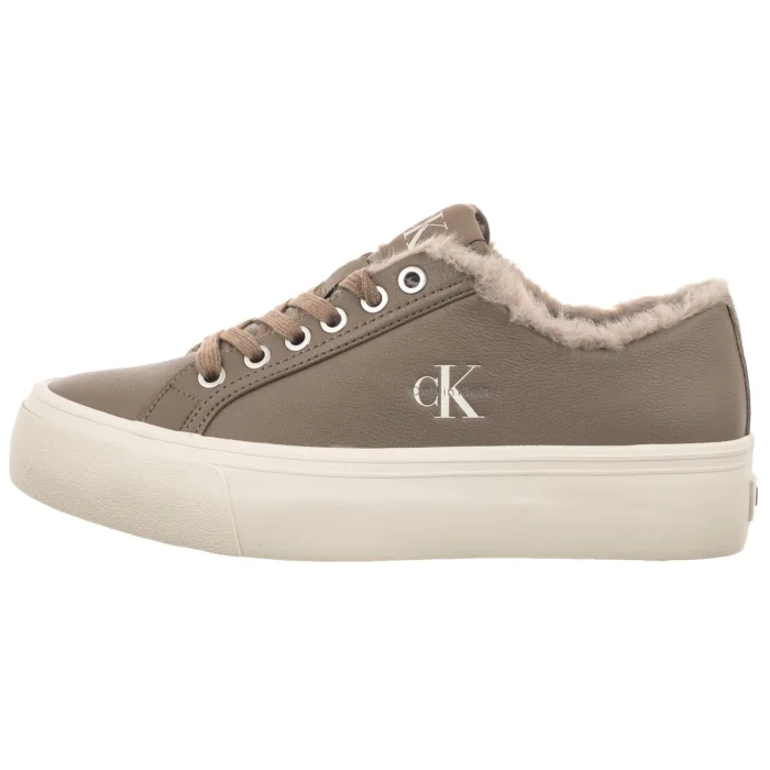 Sneakersy Calvin Klein Vulc Flatf Laceup Lth Fur Desert Taupe/DK Ecru HW0HW03235 PBO – zdjęcie 2