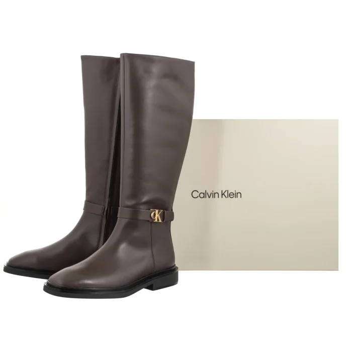 Kozaki Calvin Klein Square High Boot Lth Mg Hdw Rocky Brown HW0HW03187 BAM – zdjęcie 6