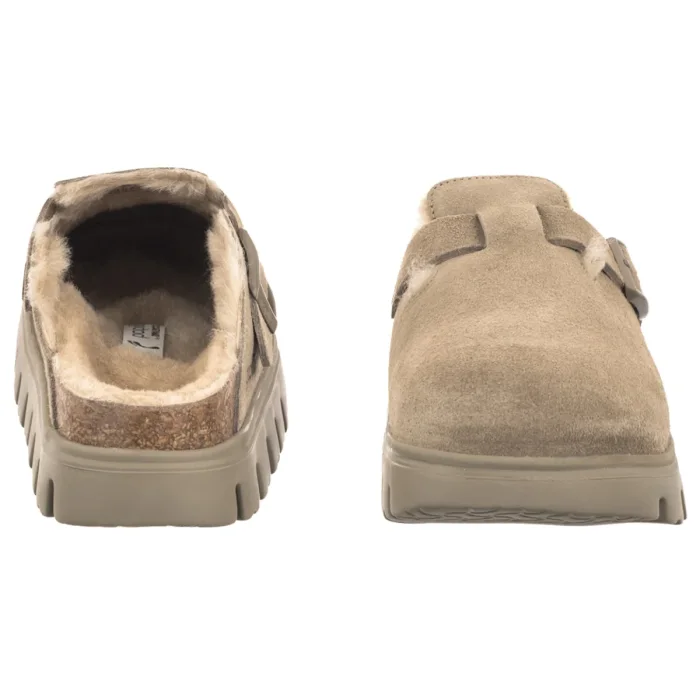 Klapki Papillio Boston Pap Chunky Shearling Taupe Suede Leather 1033028 – zdjęcie 4