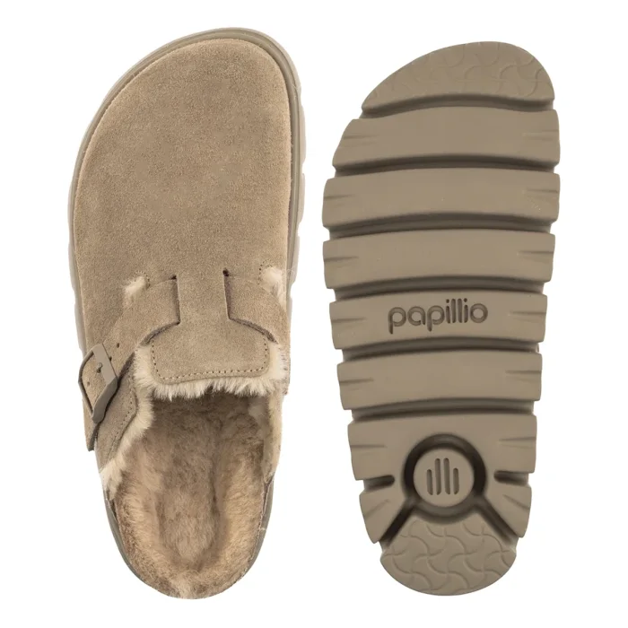 Klapki Papillio Boston Pap Chunky Shearling Taupe Suede Leather 1033028 – zdjęcie 5