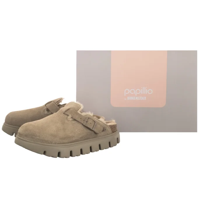 Klapki Papillio Boston Pap Chunky Shearling Taupe Suede Leather 1033028 – zdjęcie 6