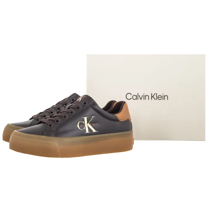 Sneakersy Calvin Klein Vulc Flatform Laceup Low Lth Fudge/Marshmallow HW0HW03159 0JW – zdjęcie 6